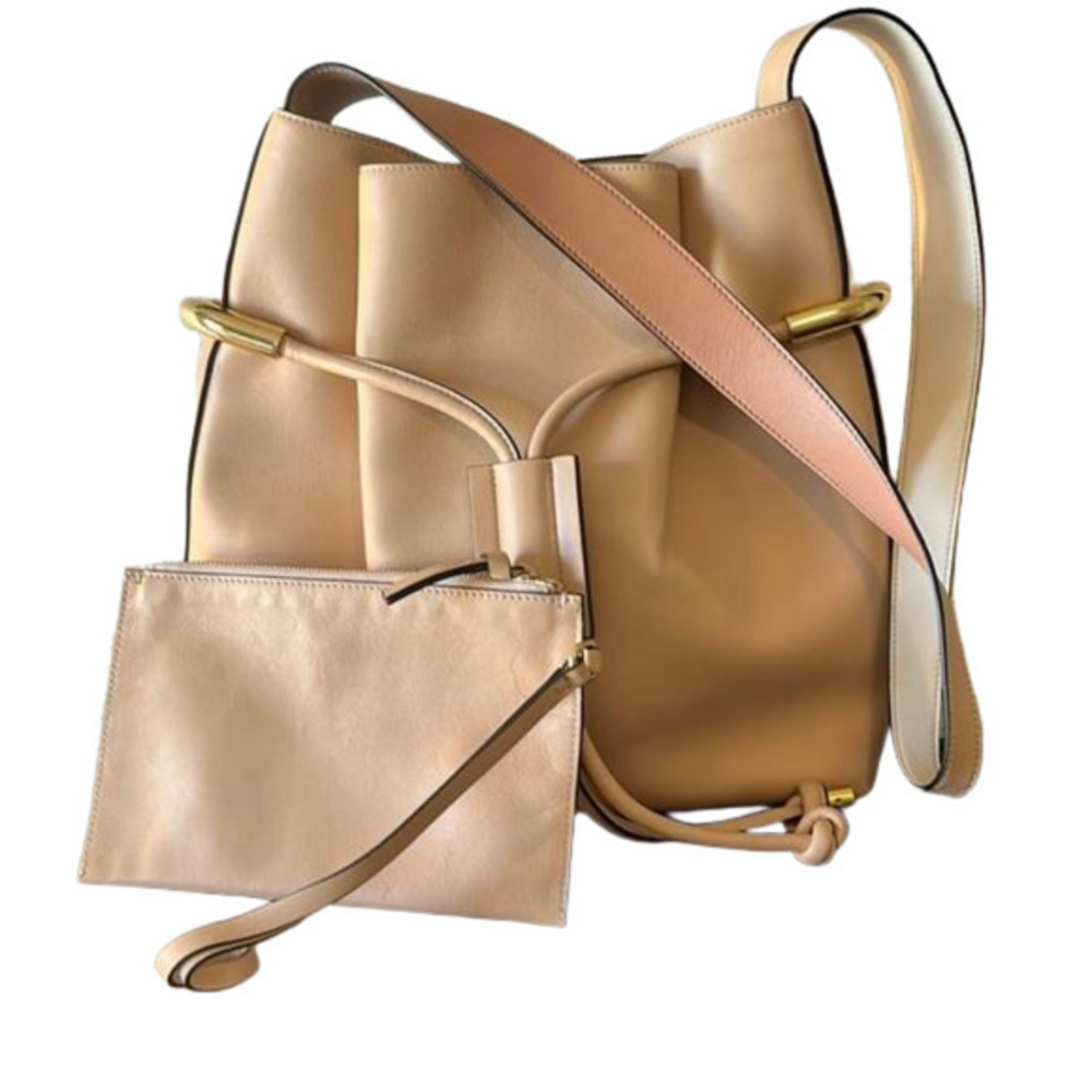 Chloe Tan Leather Shoulder Bag with Gold Accents